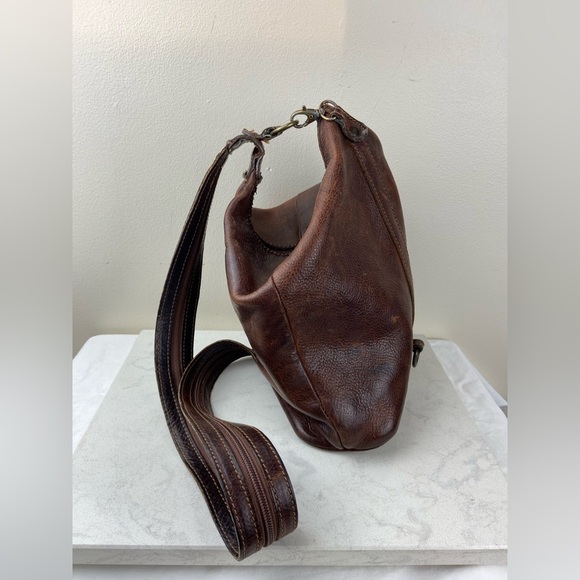 Vintage Italian Leather Backpack Brown Distressed Patina Made in Italy main image 7